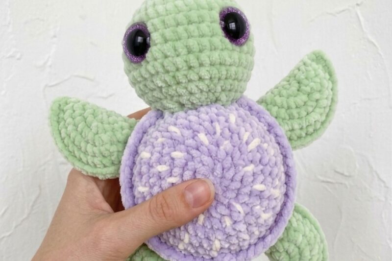 Free Crochet Eggplant Turtle Plushie Pattern for Summer
