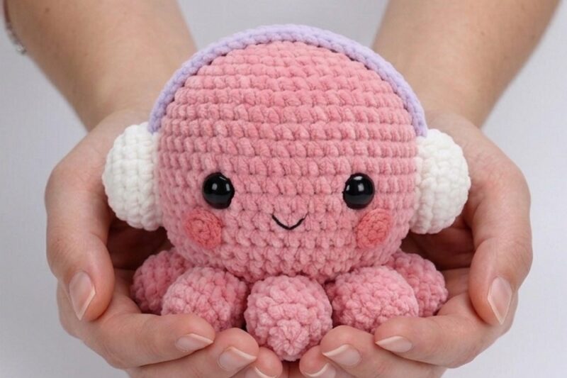Free Crochet Headphone-Wearing Octopus Plushie for Kids