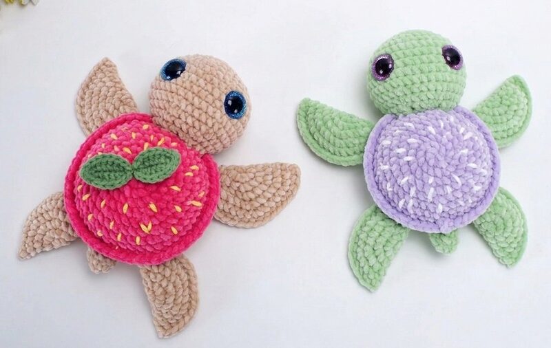 Free Crochet Strawberry Turtle Plushie Pattern for Summer