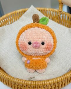 Free Crochet Orange Piggy Plushie Pattern for Summer