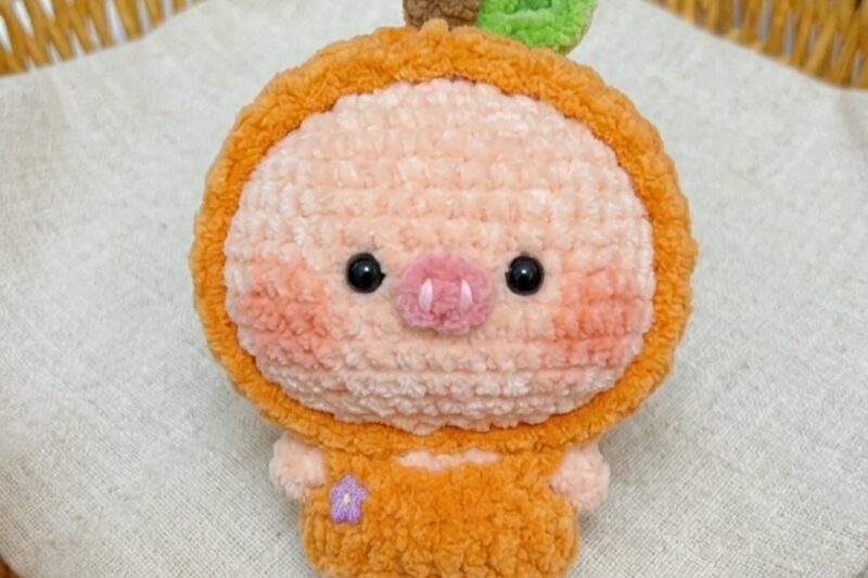 Free Crochet Orange Piggy Plushie Pattern for Summer