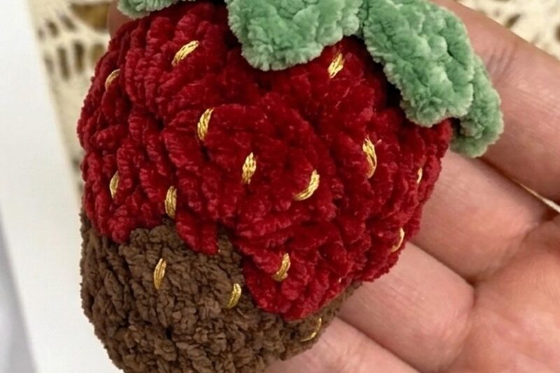 Free Crochet Chocolate Strawberry Plushie Pattern for Summer