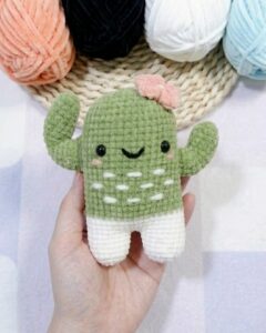 Free Crochet Girl Cactus Plushie Pattern for Summer