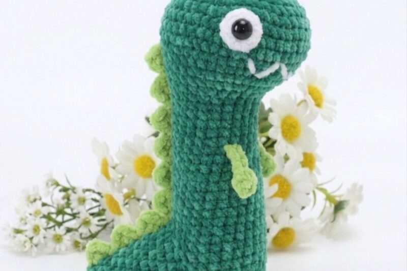 Free Crochet Funny Dinosaur Plushie for Kids