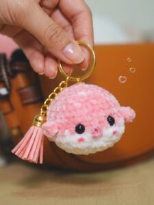 Free Crochet Little Pufferfish Keychain for Summer
