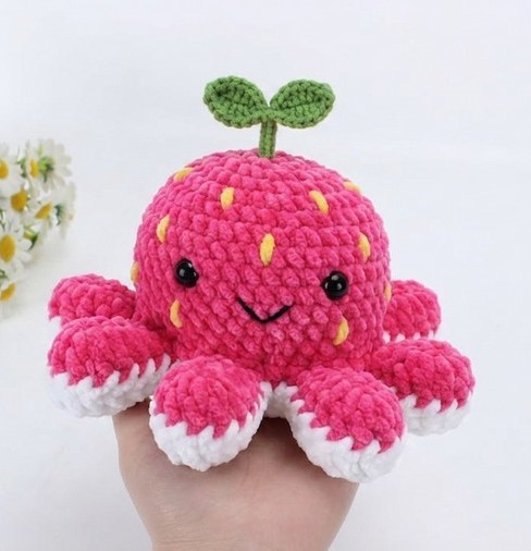 Free Crochet Fruit Mood Octopus Plush Pattern (Reversible Octopus Pattern)