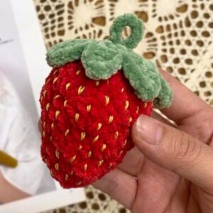 Free Crochet Strawberry Keychain Plush Pattern for Summer