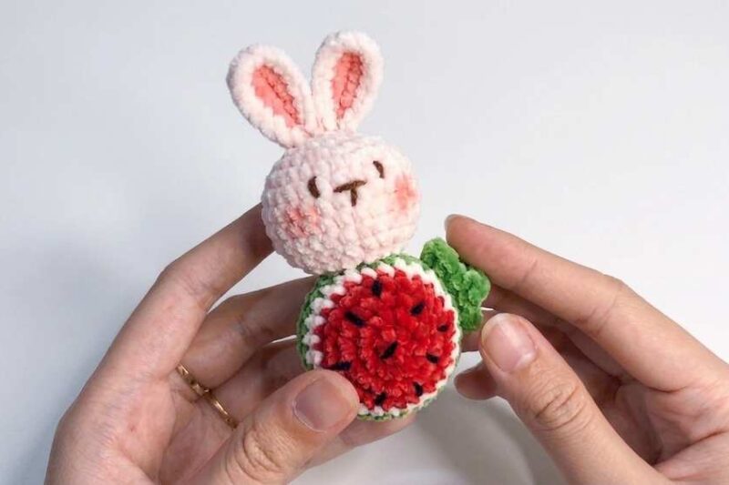 Free Crochet Watermelon Bunny Pattern for Summer