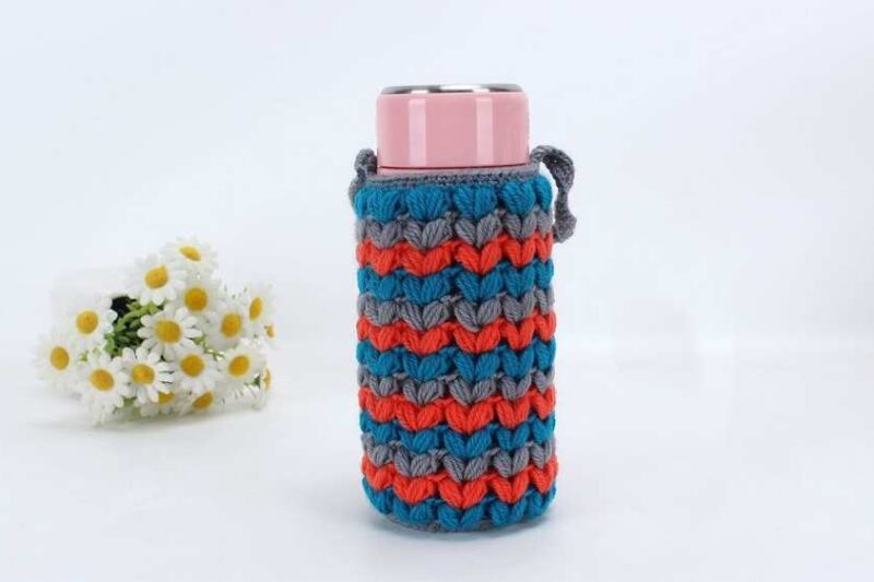 Free Crochet Puffy Water Bottle Holder Pattern for Summer