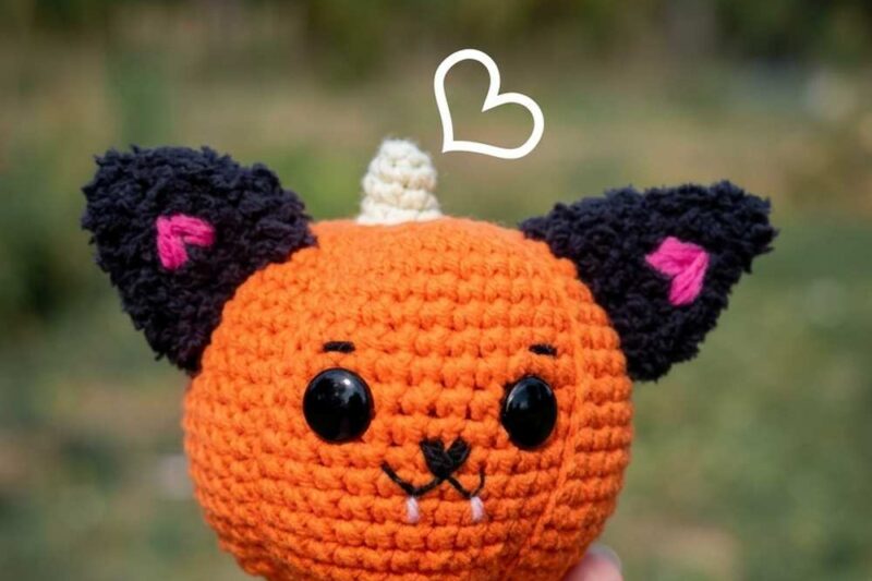 Free Crochet Spooky Kitten Pumpkin Amigurumi Pattern for Halloween & Fall