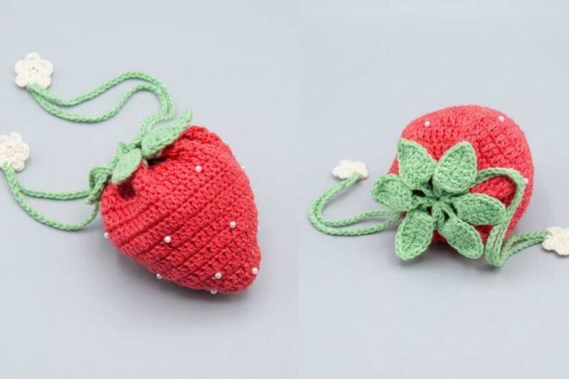 Free Crochet Life-Like Strawberry Pouch Pattern for Summer
