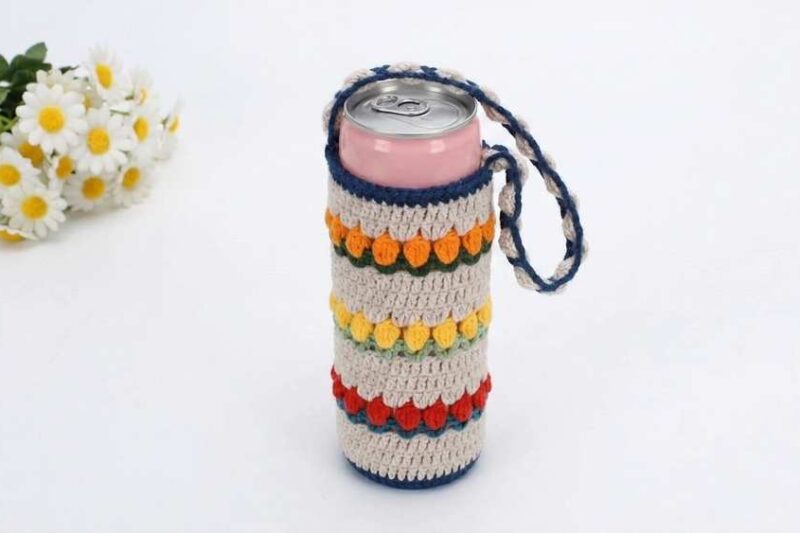 Free Crochet Tulip Water Bottle Holder Pattern for Summer