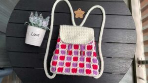 Free Crochet Candy Checkered Backpack Pattern for Summer