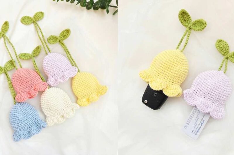 Free Crochet Lily of the Valley Key Pouch for Summer