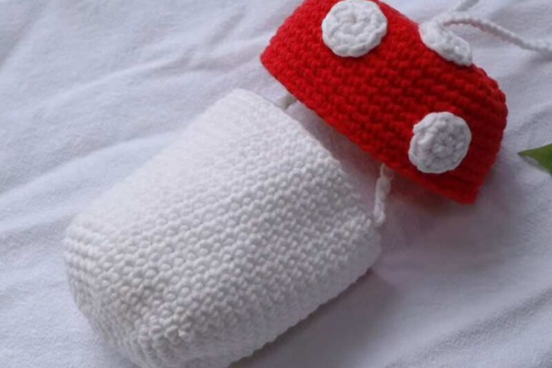 Free Crochet Red Mushroom Pouch Bag Pattern for Fall