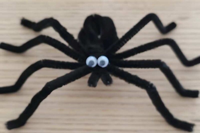 DIY Halloween Googly-Eyed Spider Plushie out of Pipe Cleaners