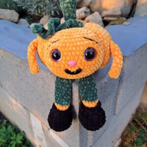 Free Crochet Big Leggy Pumpkin Plushie for Fall & Halloween
