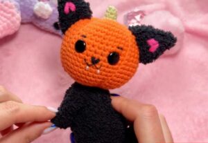 Free Crochet Pumpkin Kitten Cat Plushie Pattern for Halloween & Fall