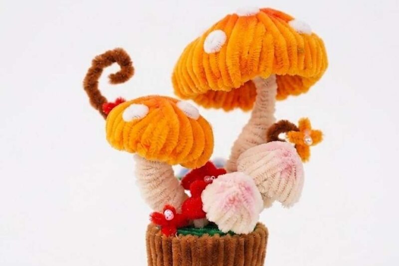 How to DIY Pipe Cleaner Life-Like Mushroom Pot for Fall & Christmas