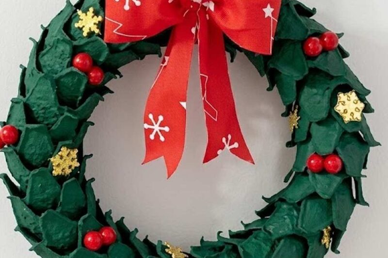 How to DIY A Christmas Wreath Form Egg Cartons