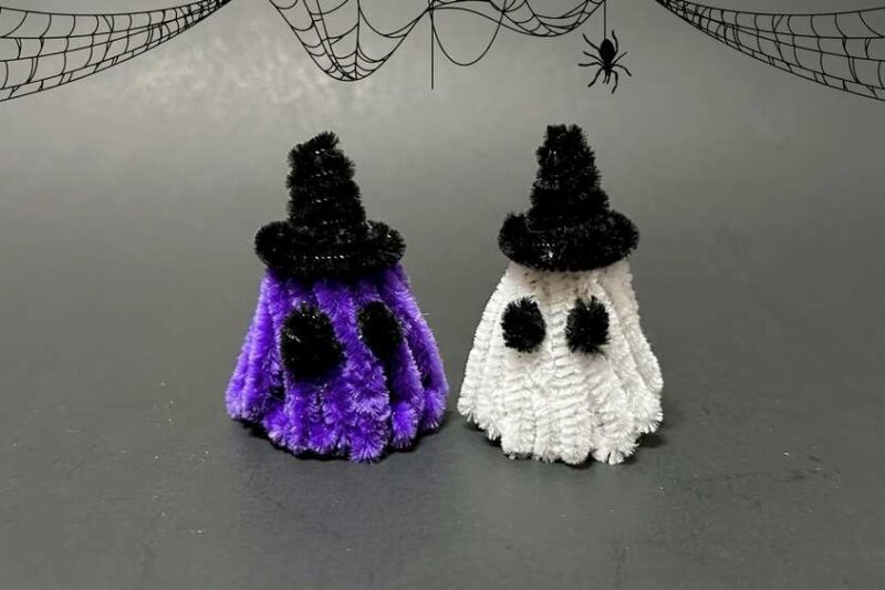 How to Make FAST Pipe Cleaner Neon Boo Ghost Halloween Decoration