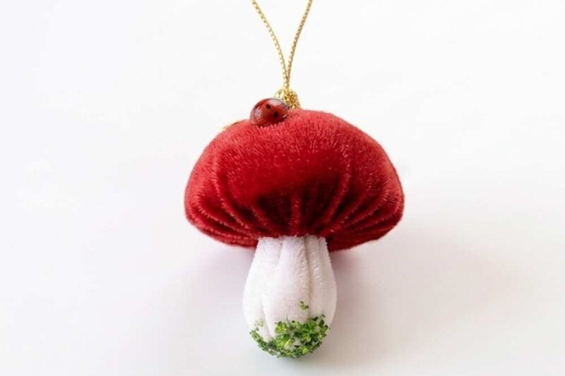 How to DIY Velvety Mushroom Ornaments using Fabric & Needle