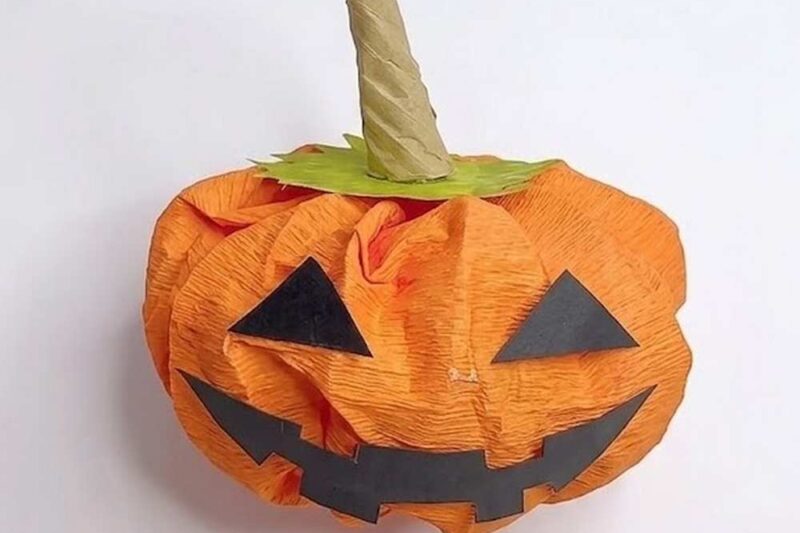 How to DIY the Easiest Pumpkin From Colored Crepe Paper