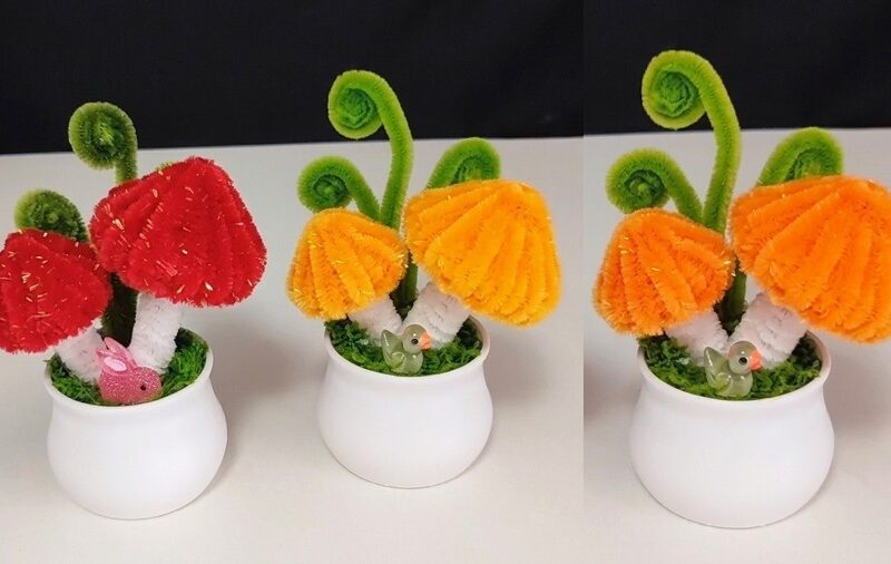How to Pipe Cleaner Potted Mushroom Plant for Fall & Festive Décor