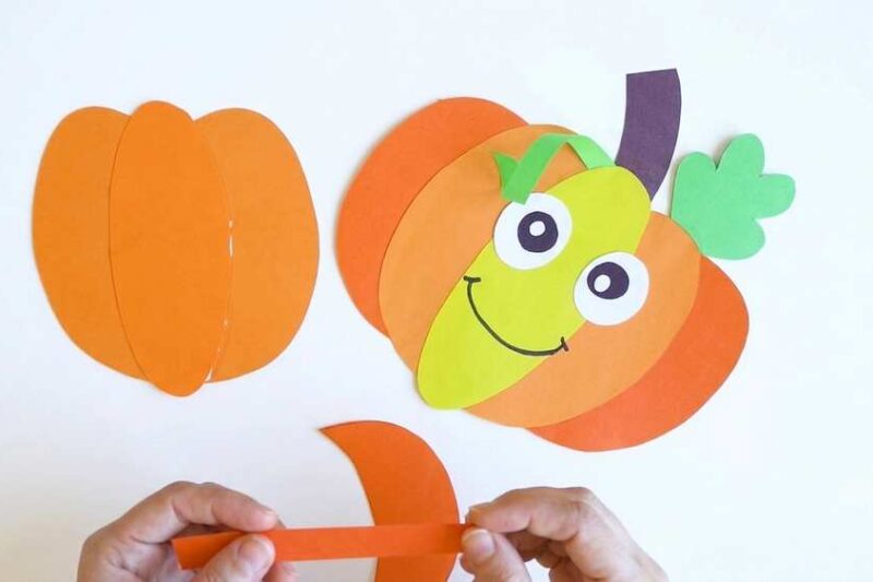 Easiest KAWAII Pumpkin Paper Craft Activity for Kids (Back-to-School Craft)
