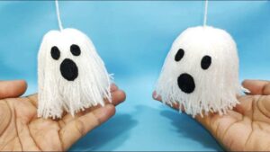 How to Make Hanging Yarn Baby Ghost Ornaments for Halloween