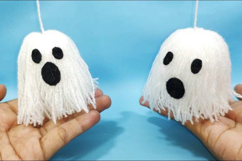 How to Make Hanging Yarn Baby Ghost Ornaments for Halloween