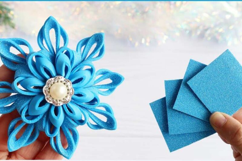 Video Tutorial to Make Jewelry-Bead in the Middle Blue Snowflake out of Foaming Sheet