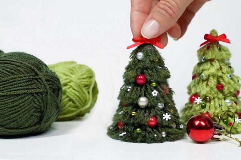 How to DIY Beautifully Decorated Yarn Christmas Tree for Decoration