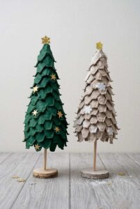 How to Make Standing Tree Ornaments Only from Egg Crates