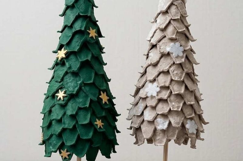 How to Make Standing Tree Ornaments Only from Egg Crates
