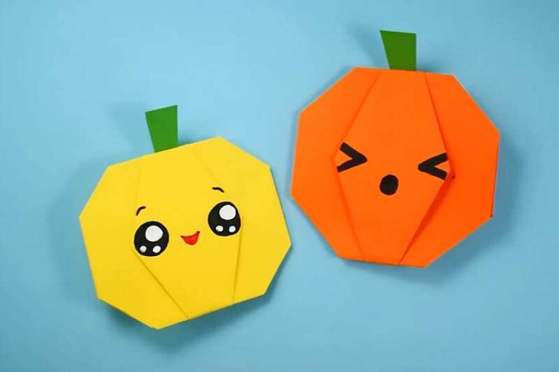 How to Make Origami Kawaii Pumpkin Paper Craft for Halloween