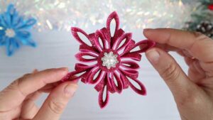 Easiest DIY Pink Snowflake Ornaments From Glitter Paper