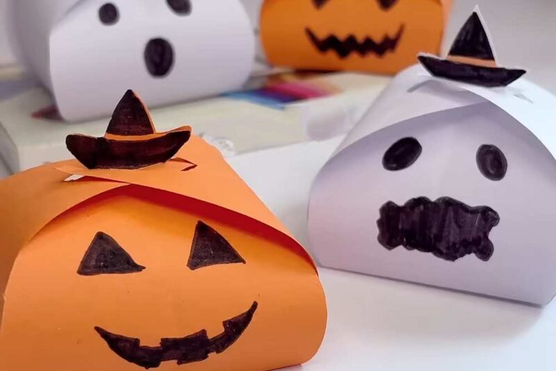 Easy Paper Candy Box For Halloween Craft with Printable Template