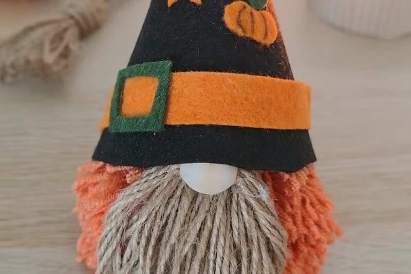 How to DIY An Easy Yarn Witch Gnome No-Knit Plushie For Halloween