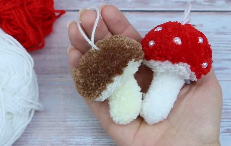 How to DIY No-Knit Yarn Beaded Mushroom Plushie Keychain for Fall & Festivals