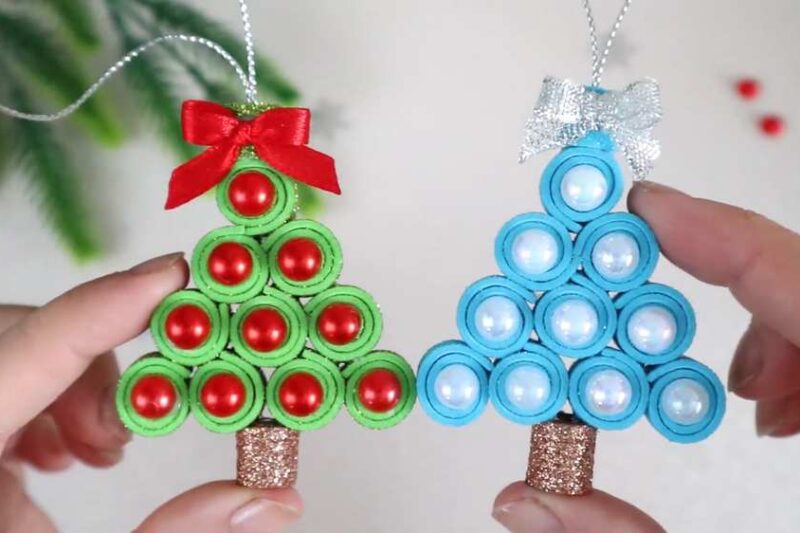 Make this UNIQUE Glitter Sheet Christmas Tree Christmas Ornament