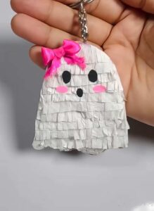 How to DIY Piñata Boo Ghost Halloween Keychain From Tissue Paper