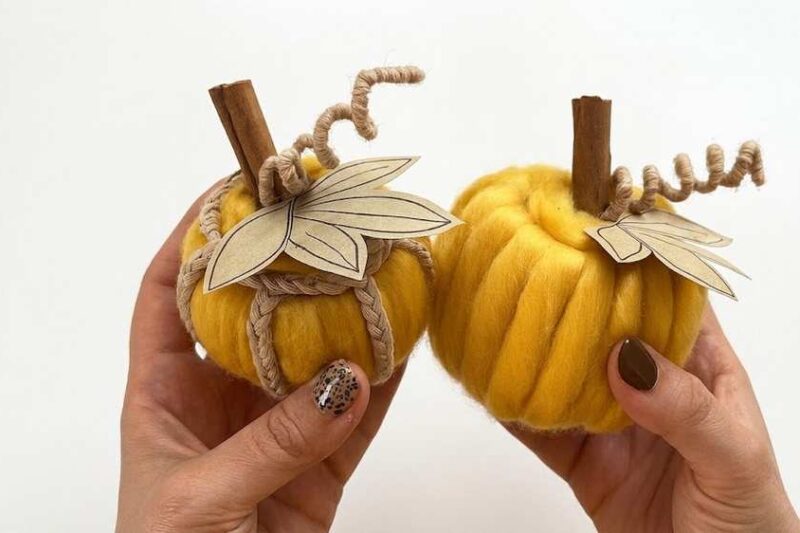 How to DIY Needle Felted Ribbed Pumpkin Decoration for Fall