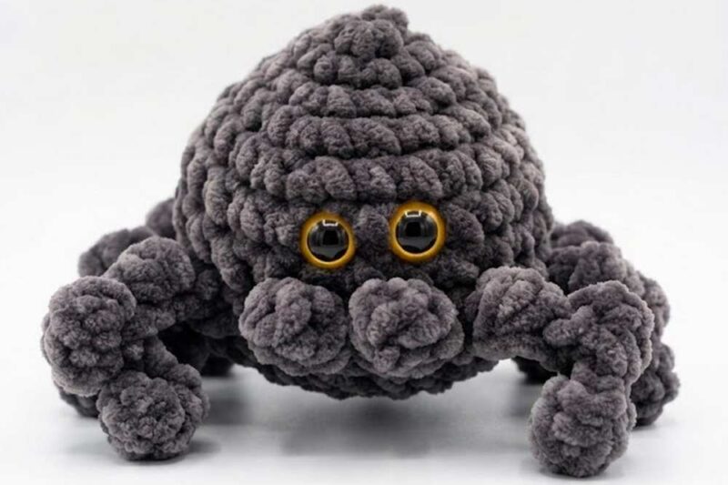 Featuring: Tutorial to Crochet Spooky Black Spider with Yellow Eyes Plushie