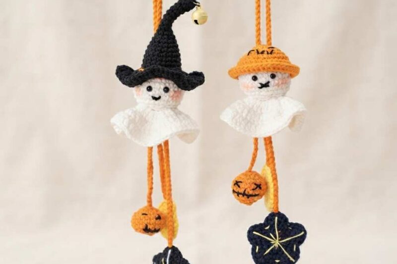 Featuring: Crochet Witch Ghost Doll Car & Window Hangings