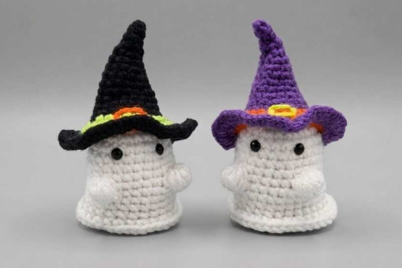 Featuring: Crochet Pair of Ready-to-Hug Amigurumi Witch Ghosts