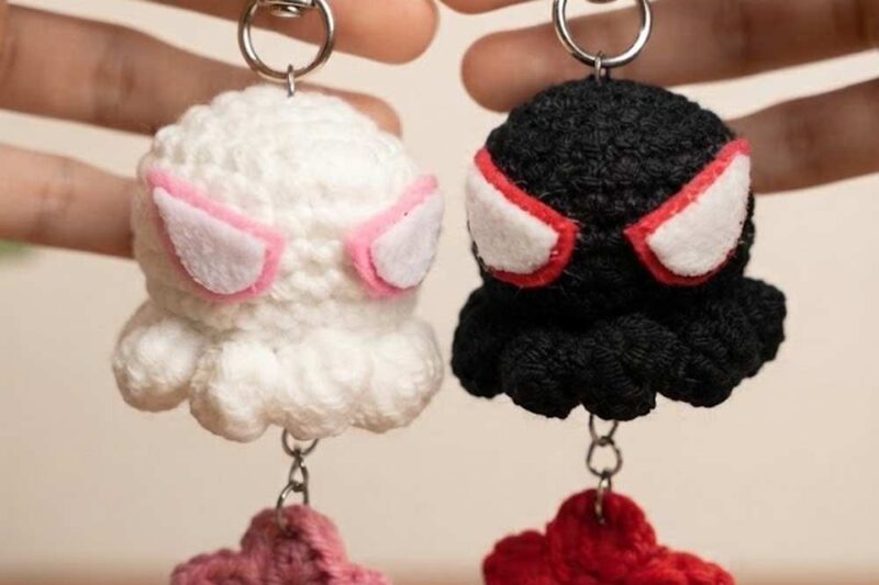 Crochet A Baby Octopus Spider-Man Amigurumi Keychain Set