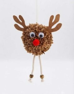 DIY Googly-Eyed Pom Pom Reindeer Ornament for Christmas
        
            
            
                Featuring: Shemcrafts
