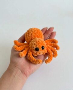 Featuring: Crochet No-Sew Miniature 8-Legged Plush Spinner for Halloween