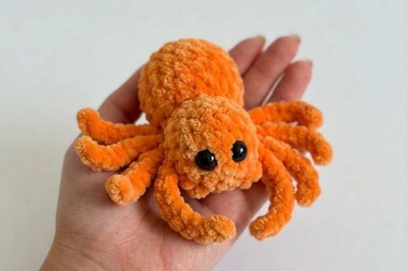 Featuring: Crochet No-Sew Miniature 8-Legged Plush Spinner for Halloween